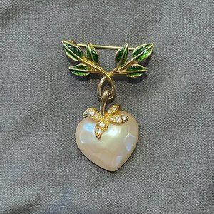 Joan Rivers Pearl Heart and Vine Pin